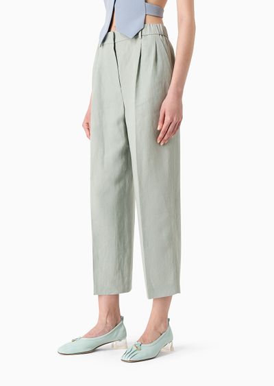 Wide-legged linen trousers - D