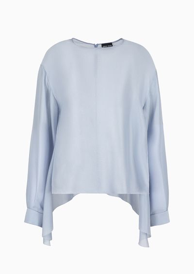 Silk crew-neck blouse - F