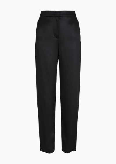 Straight-cut trousers in double silk satin - F