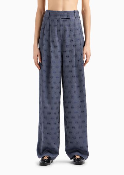 Two-dart jacquard viscose trousers - D