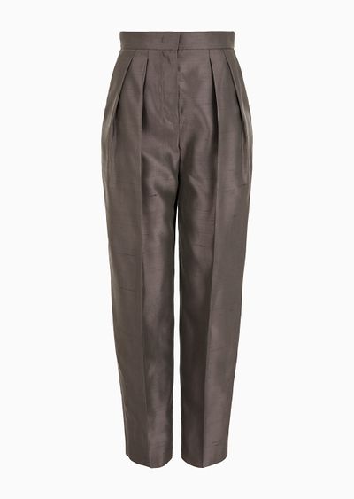 Double-pleat, silk-shantung trousers - F