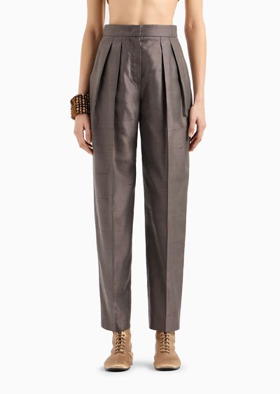 Double-pleat, silk-shantung trousers - D